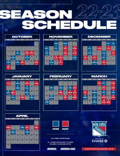 Ny Rangers Schedule 2023